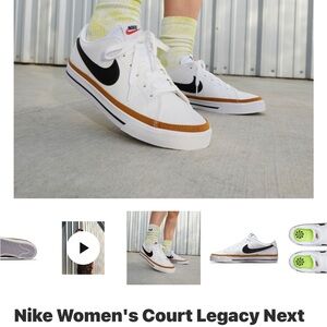 Nike Women's Court Legacy Next White Black and Tan Sneakers